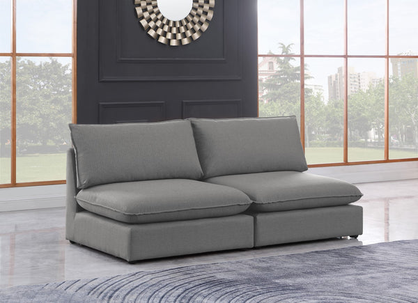 Mackenzie Linen Textured Fabric / Engineered Wood / Foam Contemporary Grey Durable Linen Textured Modular Sofa - 80" W x 40" D x 35" H