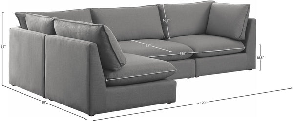 Mackenzie Linen Textured Fabric / Engineered Wood / Foam Contemporary Grey Durable Linen Textured Modular Sectional - 120" W x 80" D x 35" H