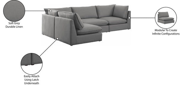 Mackenzie Linen Textured Fabric / Engineered Wood / Foam Contemporary Grey Durable Linen Textured Modular Sectional - 120" W x 80" D x 35" H