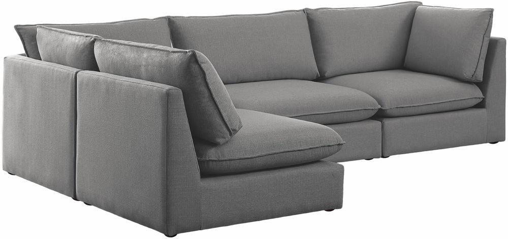 Mackenzie Linen Textured Fabric / Engineered Wood / Foam Contemporary Grey Durable Linen Textured Modular Sectional - 120" W x 80" D x 35" H