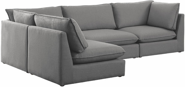 Mackenzie Linen Textured Fabric / Engineered Wood / Foam Contemporary Grey Durable Linen Textured Modular Sectional - 120" W x 80" D x 35" H
