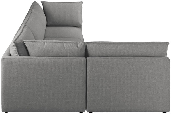 Mackenzie Linen Textured Fabric / Engineered Wood / Foam Contemporary Grey Durable Linen Textured Modular Sectional - 120" W x 80" D x 35" H