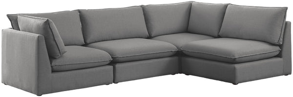 Mackenzie Linen Textured Fabric / Engineered Wood / Foam Contemporary Grey Durable Linen Textured Modular Sectional - 120" W x 80" D x 35" H