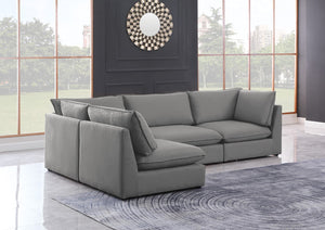 Mackenzie Linen Textured Fabric / Engineered Wood / Foam Contemporary Grey Durable Linen Textured Modular Sectional - 120" W x 80" D x 35" H
