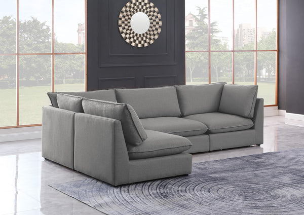 Mackenzie Linen Textured Fabric / Engineered Wood / Foam Contemporary Grey Durable Linen Textured Modular Sectional - 120" W x 80" D x 35" H