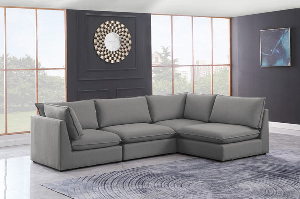Mackenzie Linen Textured Fabric / Engineered Wood / Foam Contemporary Grey Durable Linen Textured Modular Sectional - 120" W x 80" D x 35" H