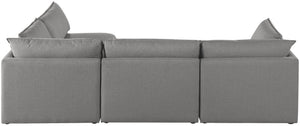 Mackenzie Linen Textured Fabric / Engineered Wood / Foam Contemporary Grey Durable Linen Textured Modular Sectional - 120" W x 80" D x 35" H