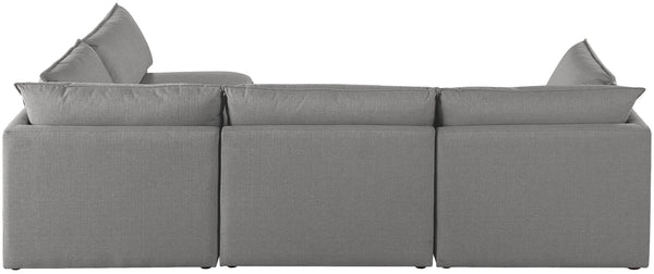 Mackenzie Linen Textured Fabric / Engineered Wood / Foam Contemporary Grey Durable Linen Textured Modular Sectional - 120" W x 80" D x 35" H