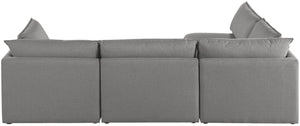 Mackenzie Linen Textured Fabric / Engineered Wood / Foam Contemporary Grey Durable Linen Textured Modular Sectional - 120" W x 80" D x 35" H