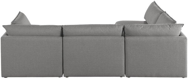 Mackenzie Linen Textured Fabric / Engineered Wood / Foam Contemporary Grey Durable Linen Textured Modular Sectional - 120" W x 80" D x 35" H