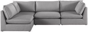 Mackenzie Linen Textured Fabric / Engineered Wood / Foam Contemporary Grey Durable Linen Textured Modular Sectional - 120" W x 80" D x 35" H