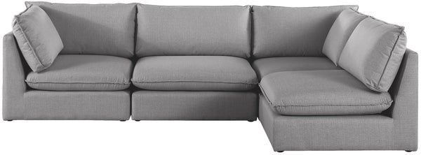 Mackenzie Linen Textured Fabric / Engineered Wood / Foam Contemporary Grey Durable Linen Textured Modular Sectional - 120" W x 80" D x 35" H