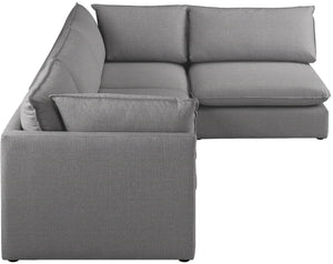 Mackenzie Linen Textured Fabric / Engineered Wood / Foam Contemporary Grey Durable Linen Textured Modular Sectional - 120" W x 80" D x 35" H