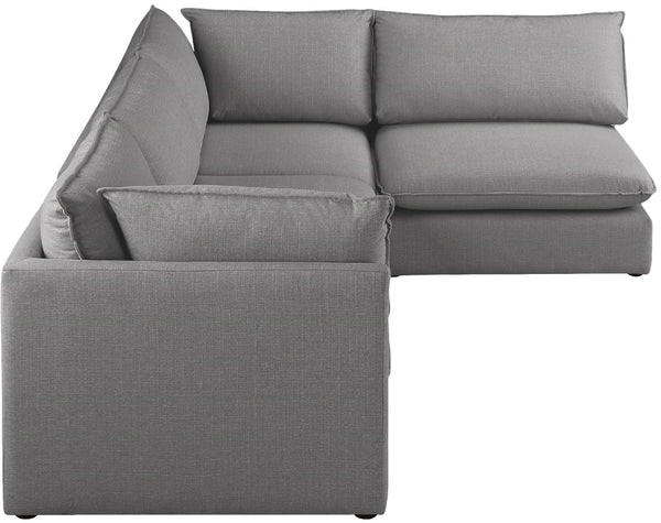 Mackenzie Linen Textured Fabric / Engineered Wood / Foam Contemporary Grey Durable Linen Textured Modular Sectional - 120" W x 80" D x 35" H
