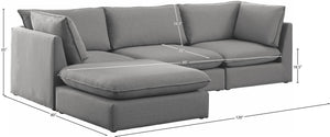 Mackenzie Linen Textured Fabric / Engineered Wood / Foam Contemporary Grey Durable Linen Textured Modular Sectional - 120" W x 80" D x 35" H