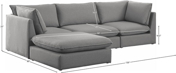 Mackenzie Linen Textured Fabric / Engineered Wood / Foam Contemporary Grey Durable Linen Textured Modular Sectional - 120" W x 80" D x 35" H