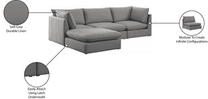Mackenzie Linen Textured Fabric / Engineered Wood / Foam Contemporary Grey Durable Linen Textured Modular Sectional - 120" W x 80" D x 35" H