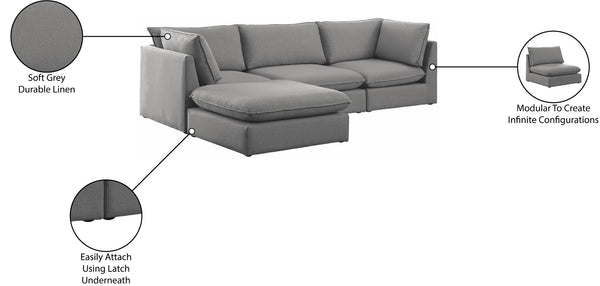 Mackenzie Linen Textured Fabric / Engineered Wood / Foam Contemporary Grey Durable Linen Textured Modular Sectional - 120" W x 80" D x 35" H