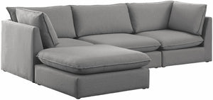 Mackenzie Linen Textured Fabric / Engineered Wood / Foam Contemporary Grey Durable Linen Textured Modular Sectional - 120" W x 80" D x 35" H