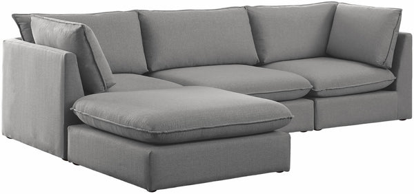 Mackenzie Linen Textured Fabric / Engineered Wood / Foam Contemporary Grey Durable Linen Textured Modular Sectional - 120" W x 80" D x 35" H