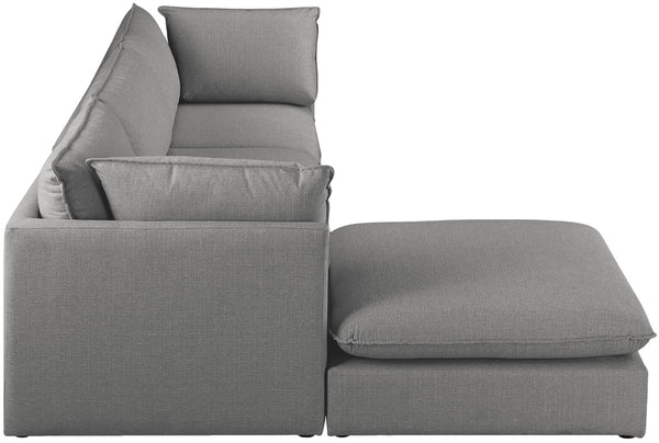 Mackenzie Linen Textured Fabric / Engineered Wood / Foam Contemporary Grey Durable Linen Textured Modular Sectional - 120" W x 80" D x 35" H
