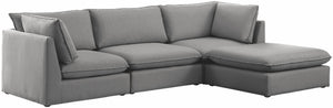 Mackenzie Linen Textured Fabric / Engineered Wood / Foam Contemporary Grey Durable Linen Textured Modular Sectional - 120" W x 80" D x 35" H