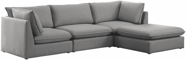 Mackenzie Linen Textured Fabric / Engineered Wood / Foam Contemporary Grey Durable Linen Textured Modular Sectional - 120" W x 80" D x 35" H