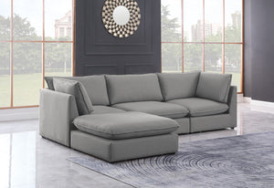 Mackenzie Linen Textured Fabric / Engineered Wood / Foam Contemporary Grey Durable Linen Textured Modular Sectional - 120" W x 80" D x 35" H