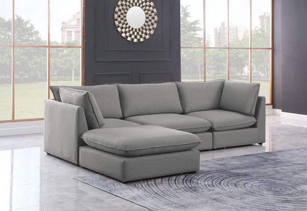 Mackenzie Linen Textured Fabric / Engineered Wood / Foam Contemporary Grey Durable Linen Textured Modular Sectional - 120" W x 80" D x 35" H