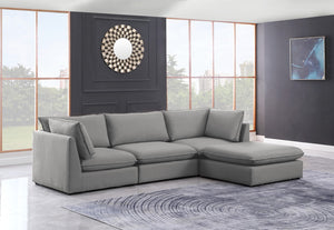 Mackenzie Linen Textured Fabric / Engineered Wood / Foam Contemporary Grey Durable Linen Textured Modular Sectional - 120" W x 80" D x 35" H