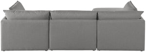 Mackenzie Linen Textured Fabric / Engineered Wood / Foam Contemporary Grey Durable Linen Textured Modular Sectional - 120" W x 80" D x 35" H