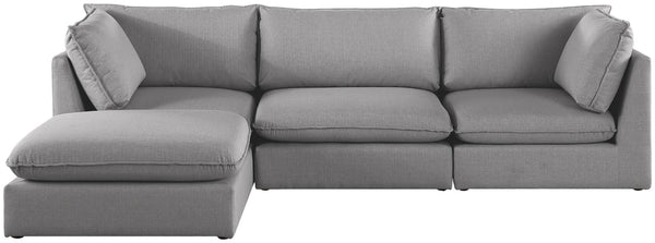 Mackenzie Linen Textured Fabric / Engineered Wood / Foam Contemporary Grey Durable Linen Textured Modular Sectional - 120" W x 80" D x 35" H