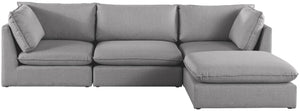 Mackenzie Linen Textured Fabric / Engineered Wood / Foam Contemporary Grey Durable Linen Textured Modular Sectional - 120" W x 80" D x 35" H