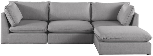 Mackenzie Linen Textured Fabric / Engineered Wood / Foam Contemporary Grey Durable Linen Textured Modular Sectional - 120" W x 80" D x 35" H
