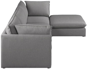 Mackenzie Linen Textured Fabric / Engineered Wood / Foam Contemporary Grey Durable Linen Textured Modular Sectional - 120" W x 80" D x 35" H