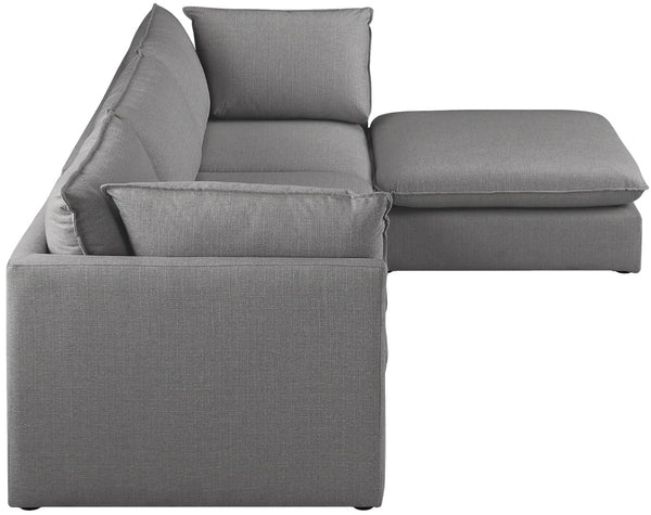 Mackenzie Linen Textured Fabric / Engineered Wood / Foam Contemporary Grey Durable Linen Textured Modular Sectional - 120" W x 80" D x 35" H