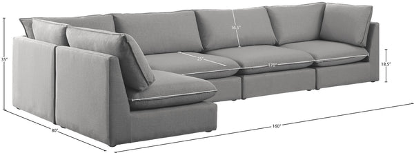 Mackenzie Linen Textured Fabric / Engineered Wood / Foam Contemporary Grey Durable Linen Textured Modular Sectional - 160" W x 80" D x 35" H