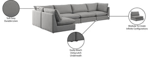 Mackenzie Linen Textured Fabric / Engineered Wood / Foam Contemporary Grey Durable Linen Textured Modular Sectional - 160" W x 80" D x 35" H