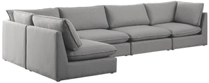 Mackenzie Linen Textured Fabric / Engineered Wood / Foam Contemporary Grey Durable Linen Textured Modular Sectional - 160" W x 80" D x 35" H