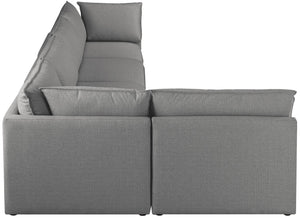 Mackenzie Linen Textured Fabric / Engineered Wood / Foam Contemporary Grey Durable Linen Textured Modular Sectional - 160" W x 80" D x 35" H