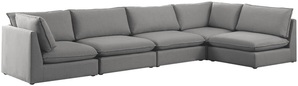 Mackenzie Linen Textured Fabric / Engineered Wood / Foam Contemporary Grey Durable Linen Textured Modular Sectional - 160" W x 80" D x 35" H