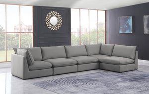 Mackenzie Linen Textured Fabric / Engineered Wood / Foam Contemporary Grey Durable Linen Textured Modular Sectional - 160" W x 80" D x 35" H