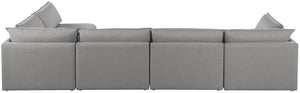 Mackenzie Linen Textured Fabric / Engineered Wood / Foam Contemporary Grey Durable Linen Textured Modular Sectional - 160" W x 80" D x 35" H