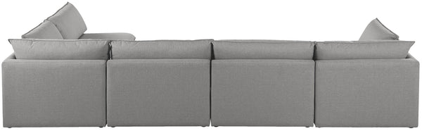 Mackenzie Linen Textured Fabric / Engineered Wood / Foam Contemporary Grey Durable Linen Textured Modular Sectional - 160" W x 80" D x 35" H
