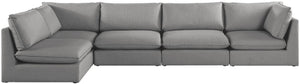 Mackenzie Linen Textured Fabric / Engineered Wood / Foam Contemporary Grey Durable Linen Textured Modular Sectional - 160" W x 80" D x 35" H