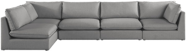 Mackenzie Linen Textured Fabric / Engineered Wood / Foam Contemporary Grey Durable Linen Textured Modular Sectional - 160" W x 80" D x 35" H