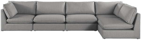 Mackenzie Linen Textured Fabric / Engineered Wood / Foam Contemporary Grey Durable Linen Textured Modular Sectional - 160" W x 80" D x 35" H