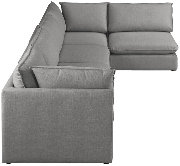Mackenzie Linen Textured Fabric / Engineered Wood / Foam Contemporary Grey Durable Linen Textured Modular Sectional - 160" W x 80" D x 35" H