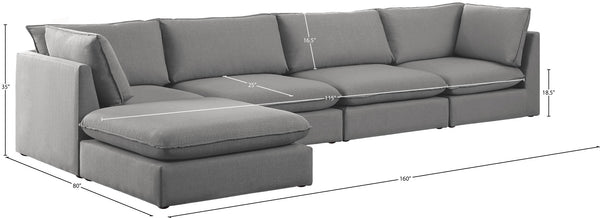 Mackenzie Linen Textured Fabric / Engineered Wood / Foam Contemporary Grey Durable Linen Textured Modular Sectional - 160" W x 80" D x 35" H