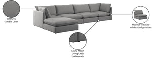 Mackenzie Linen Textured Fabric / Engineered Wood / Foam Contemporary Grey Durable Linen Textured Modular Sectional - 160" W x 80" D x 35" H